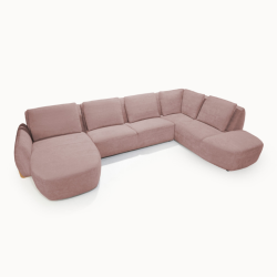 U Corner Sofa in Pink Premium Fabric