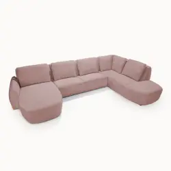 U Corner Sofa in Pink Premium Fabric