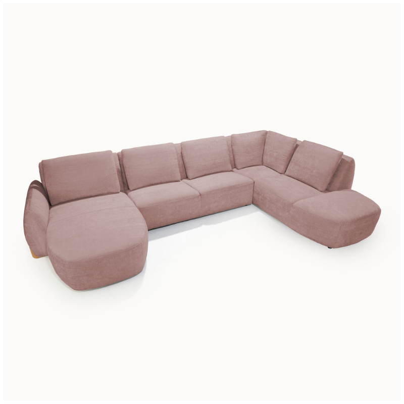 U Corner Sofa in Pink Premium Fabric