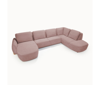 U Corner Sofa in Pink Premium Fabric
