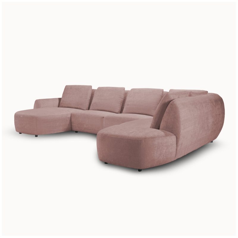 U Corner Sofa in Pink Premium Fabric
