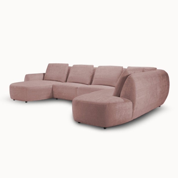 U Corner Sofa in Pink Premium Fabric