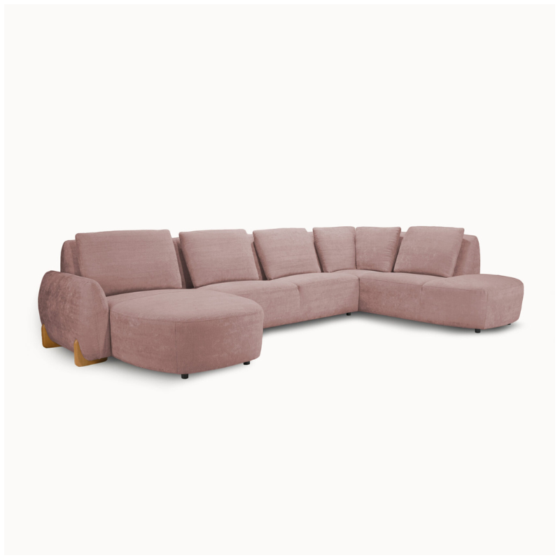 U Corner Sofa in Pink Premium Fabric