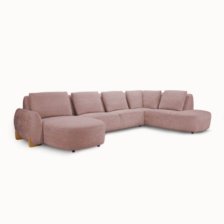 U Corner Sofa in Pink Premium Fabric