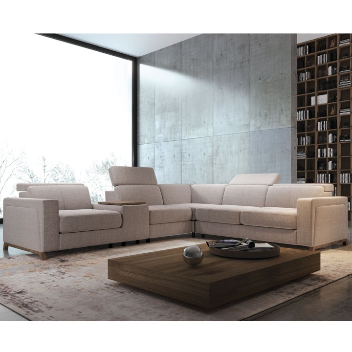 Nesco Corner Sofa Bed and Storage - Beige | J&B Furniture