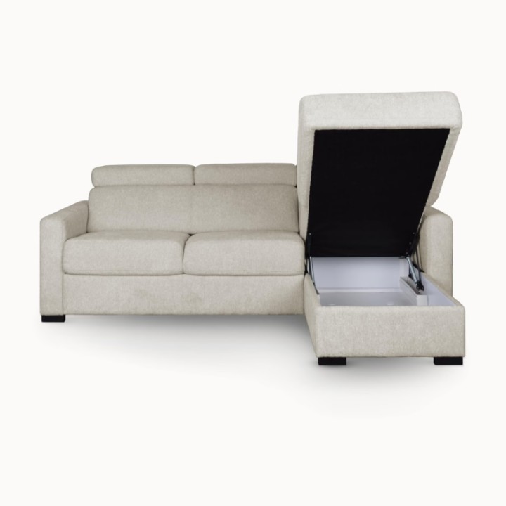 Torino  Corner Sofa Bed With Storage in White| J&B Furniture