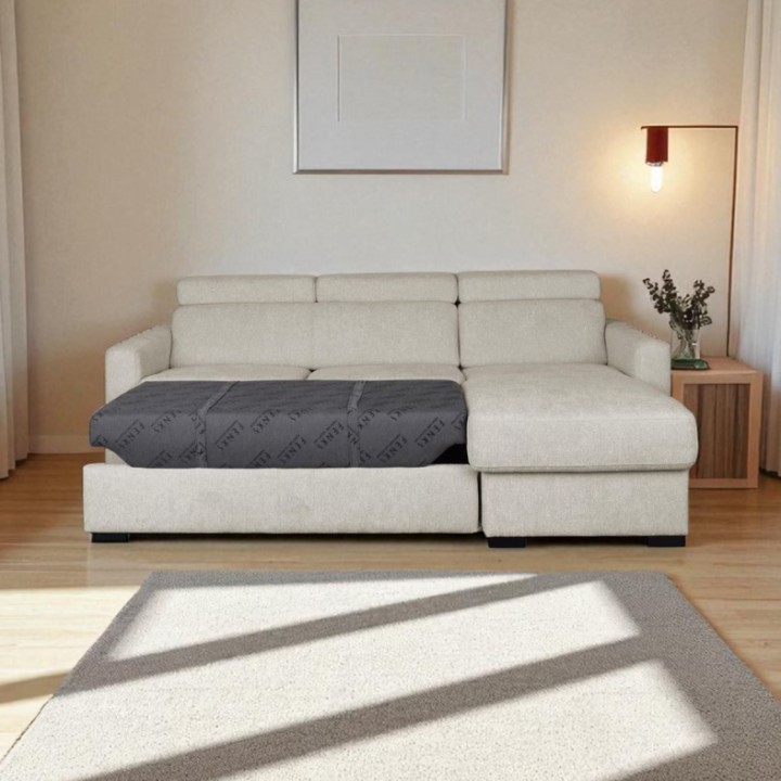 Torino  Corner Sofa Bed With Storage in White| J&B Furniture