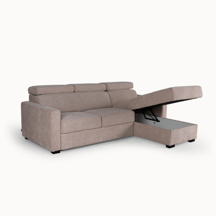 Torino  Corner Sofa Bed With Storage in Taupe| J&B Furniture