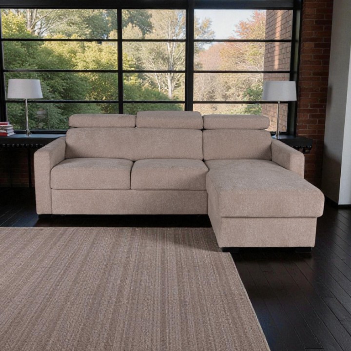 Torino  Corner Sofa Bed With Storage in Taupe| J&B Furniture