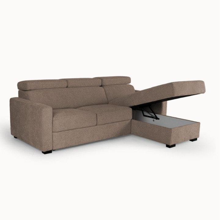 Torino  Corner Sofa Bed With Storage in Brown| J&B Furniture
