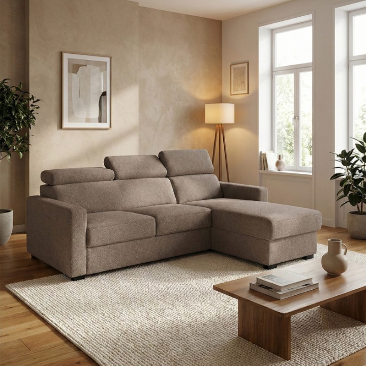 Torino  Corner Sofa Bed With Storage in Brown| J&B Furniture
