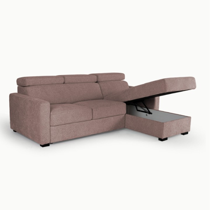 Torino  Corner Sofa Bed With Storage in Pink| J&B Furniture