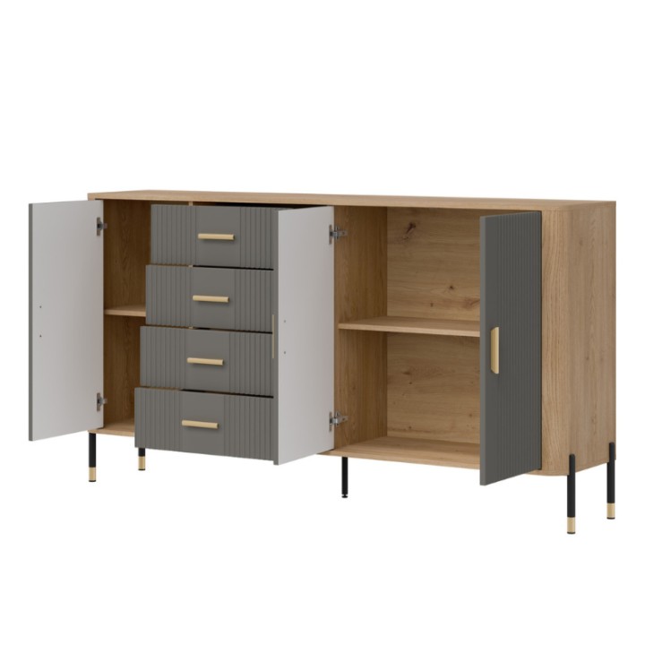 Large Sideboard with Drawers – Dante Gray & Oak | Ireland
