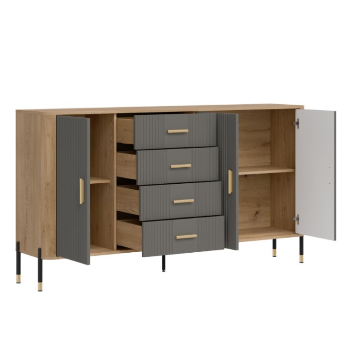 Large Sideboard with Drawers – Dante Gray & Oak | Ireland