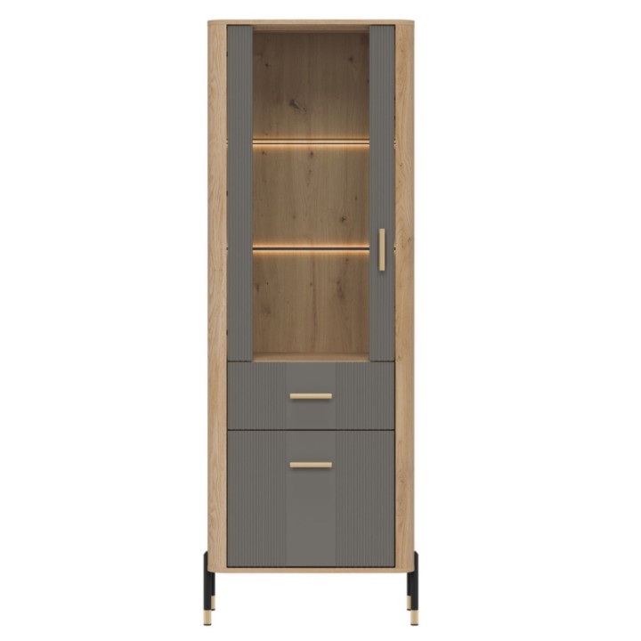 Tall Display Cabinet in Gray & Oak | Display Cabinets Ireland