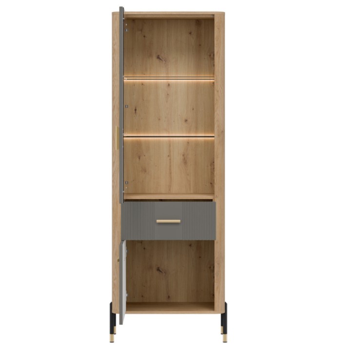 Tall Display Cabinet in Gray & Oak | Display Cabinets Ireland