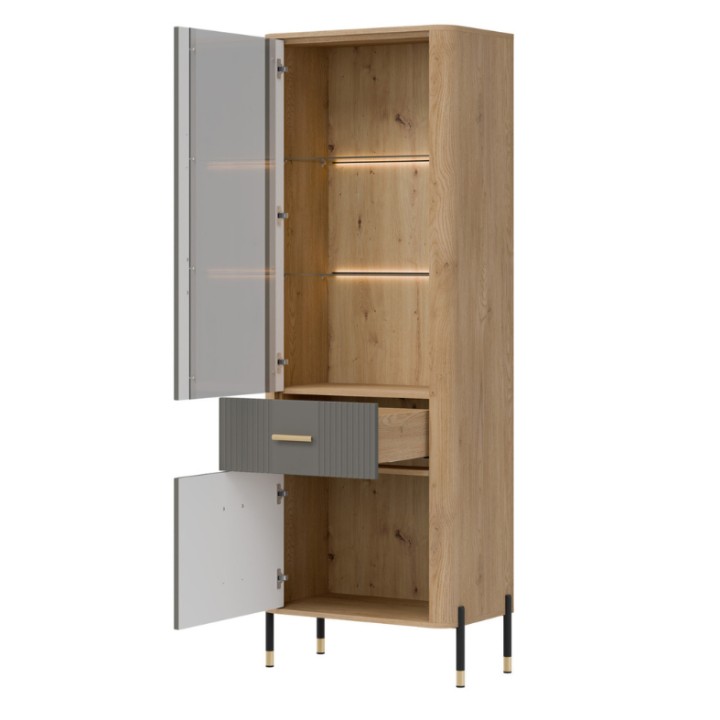Tall Display Cabinet in Gray & Oak | Display Cabinets Ireland