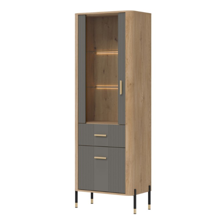 Tall Display Cabinet in Gray & Oak | Display Cabinets Ireland