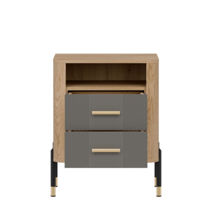 Modern Bedside Table with Drawers – Dante Gray & Oak