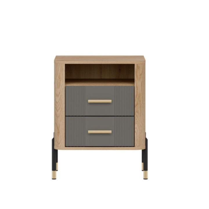 Modern Bedside Table with Drawers – Dante Gray & Oak