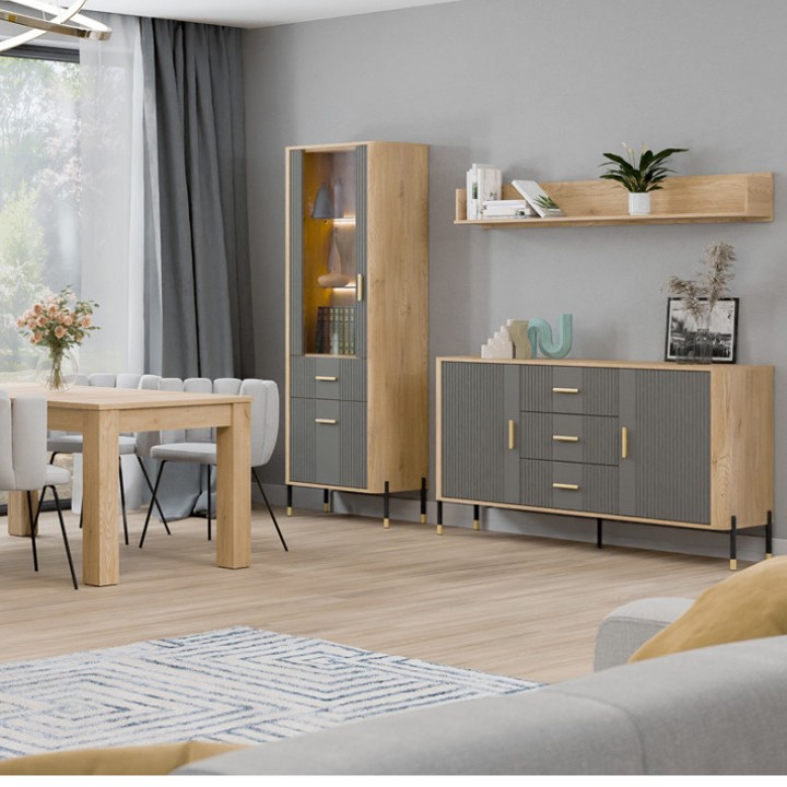 Modern Bedside Table with Drawers – Dante Gray & Oak