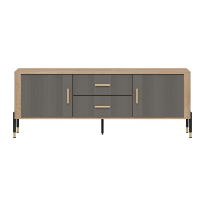 Modern TV Stand Cabinet in Gray & Oak | TV Units Ireland