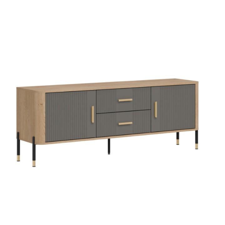Modern TV Stand Cabinet in Gray & Oak | TV Units Ireland