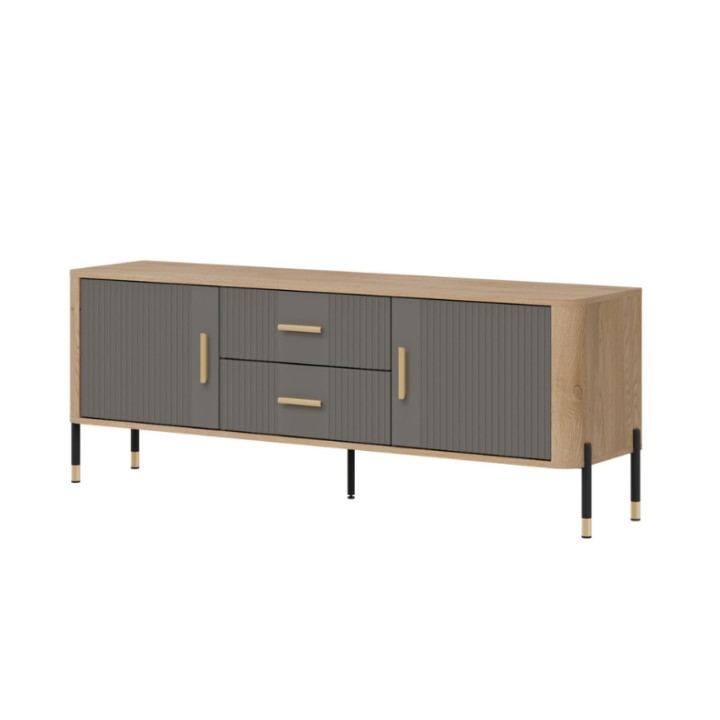Modern TV Stand Cabinet in Gray & Oak | TV Units Ireland