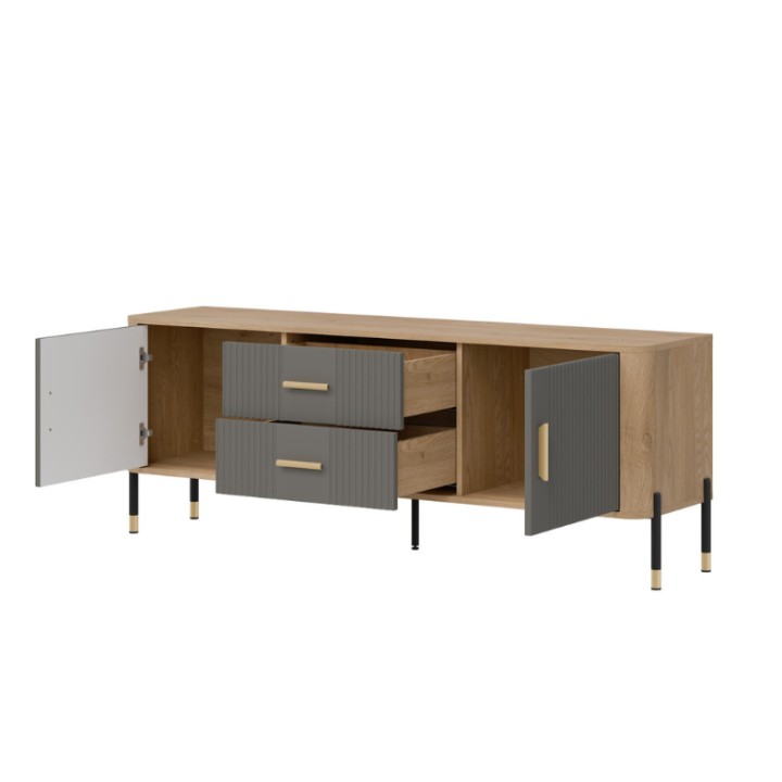 Modern TV Stand Cabinet in Gray & Oak | TV Units Ireland
