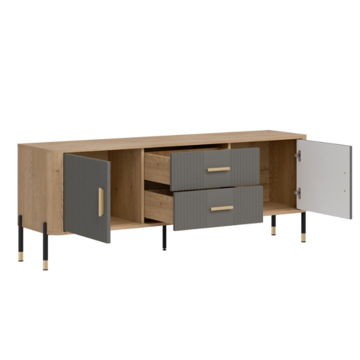 Modern TV Stand Cabinet in Gray & Oak | TV Units Ireland