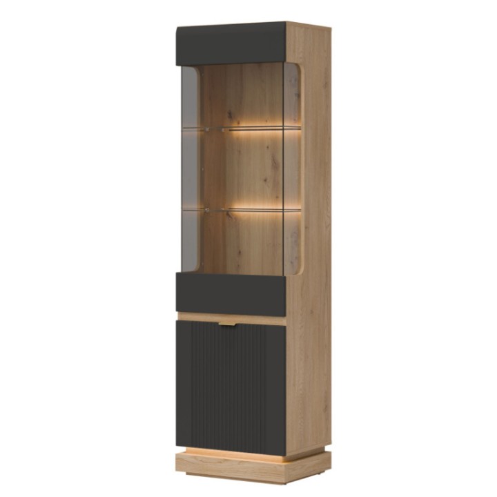 Milton Display Cabinet L/R in black and Oak - J&B Furniture
