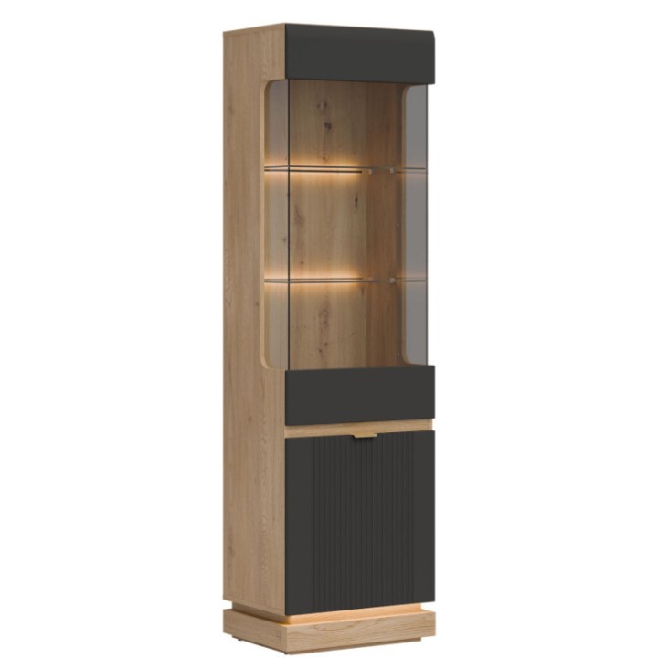 Milton Display Cabinet L/R in black and Oak - J&B Furniture