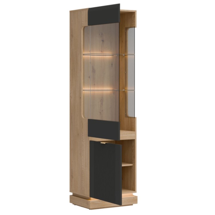 Milton Display Cabinet L/R in black and Oak - J&B Furniture