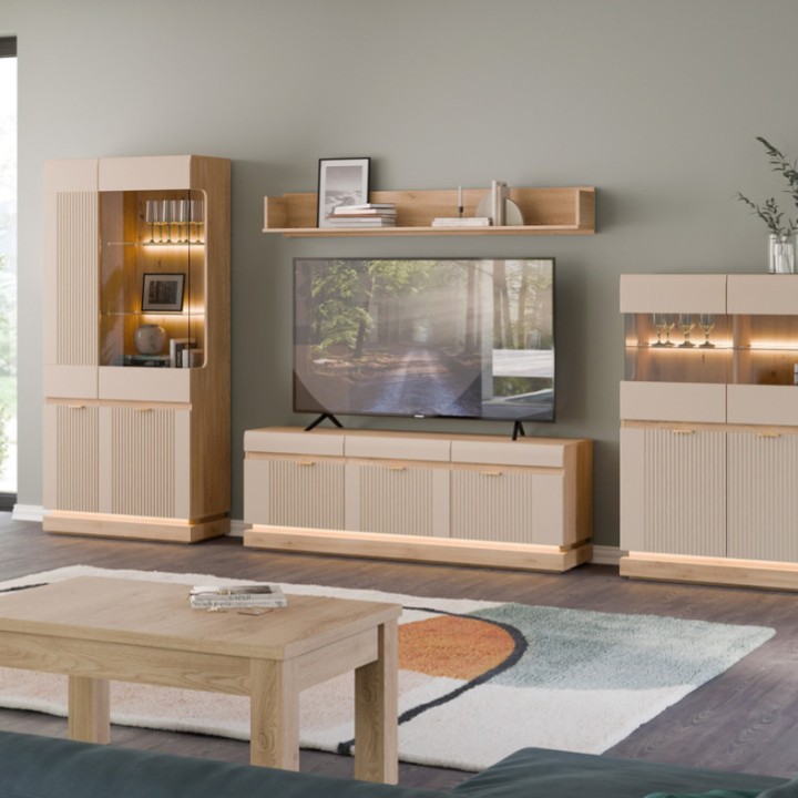 Milton Display Cabinet in Cashmere Oak - J&B Furniture