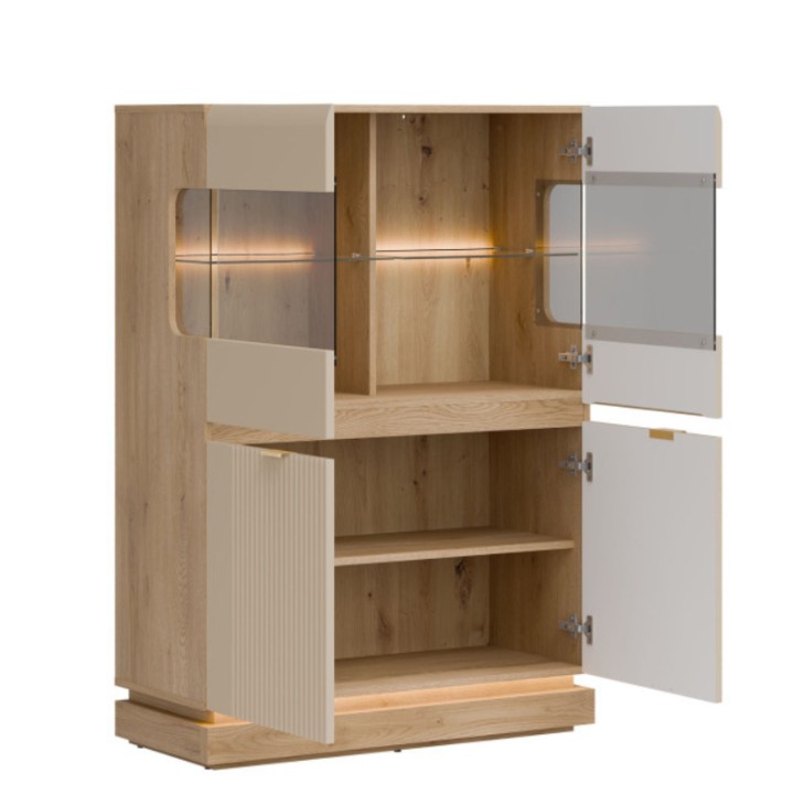 Milton Low Display Cabinet in Cashmere Oak - J&B Furniture