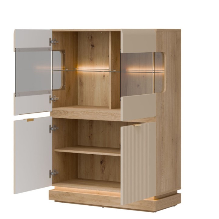 Milton Low Display Cabinet in Cashmere Oak - J&B Furniture