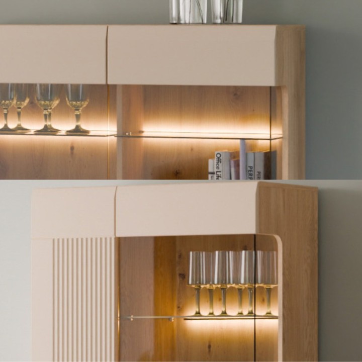 Milton Low Display Cabinet in Cashmere Oak - J&B Furniture