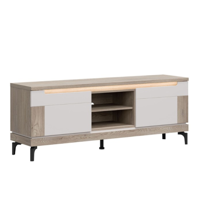 Modern White & Oak TV Stand | Aston TV Bench Ireland