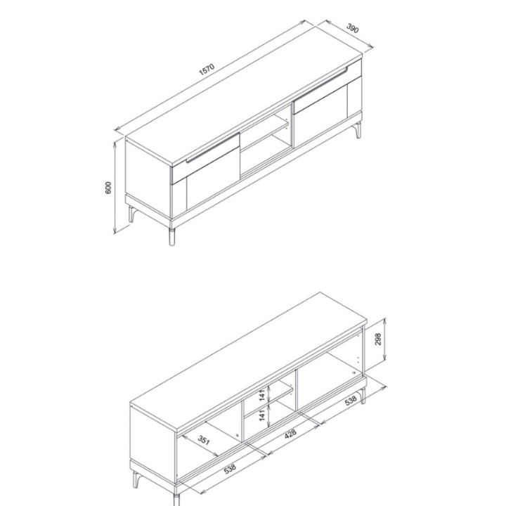 Modern White & Oak TV Stand | Aston TV Bench Ireland