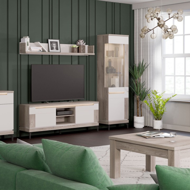 Modern White & Oak TV Stand | Aston TV Bench Ireland