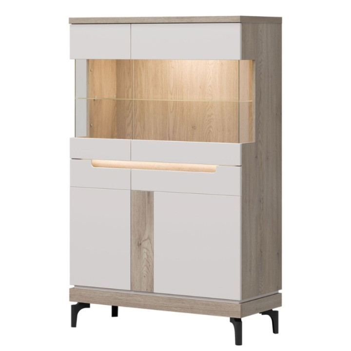 Oak Display Cabinet with Glass Doors | Modern Display Unit