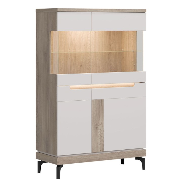 Oak Display Cabinet with Glass Doors | Modern Display Unit