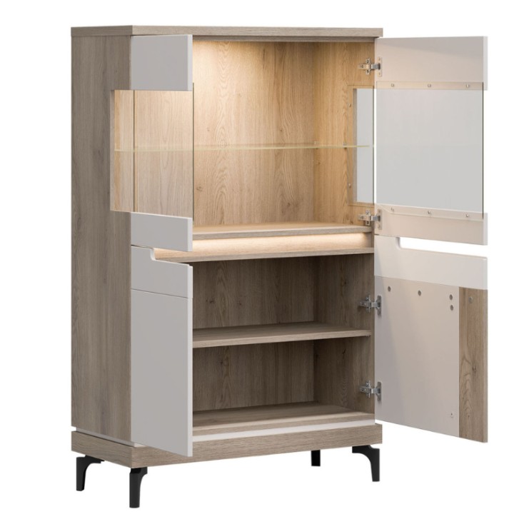 Oak Display Cabinet with Glass Doors | Modern Display Unit