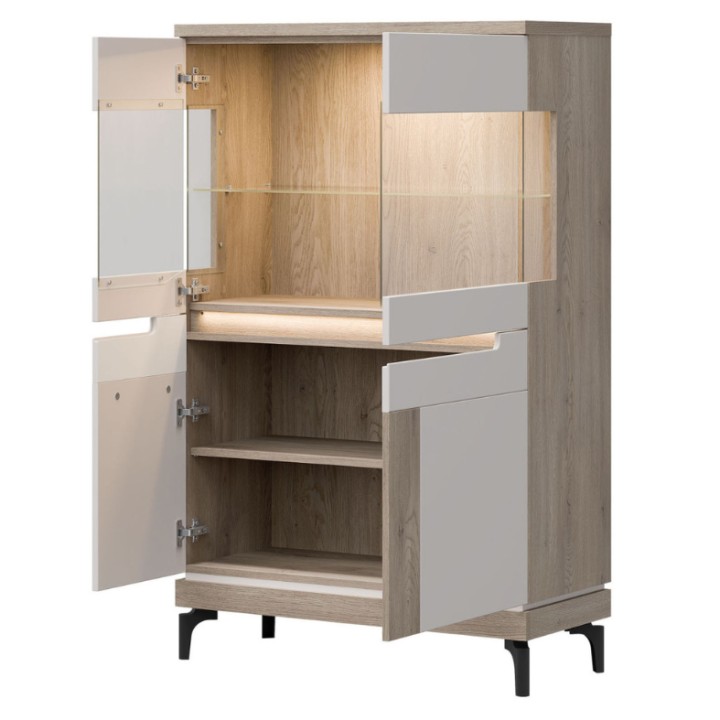 Oak Display Cabinet with Glass Doors | Modern Display Unit