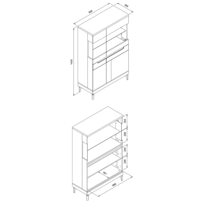 Oak Display Cabinet with Glass Doors | Modern Display Unit
