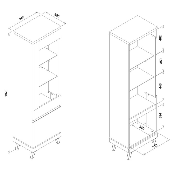 Slim Display Cabinet with Glass Doors | Modern Display Unit