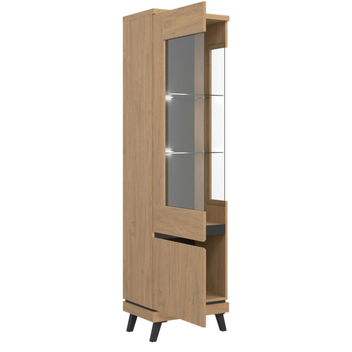 Slim Display Cabinet with Glass Doors | Modern Display Unit