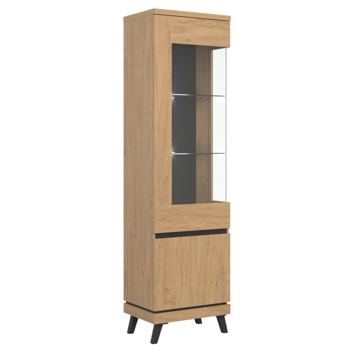 Slim Display Cabinet with Glass Doors | Modern Display Unit