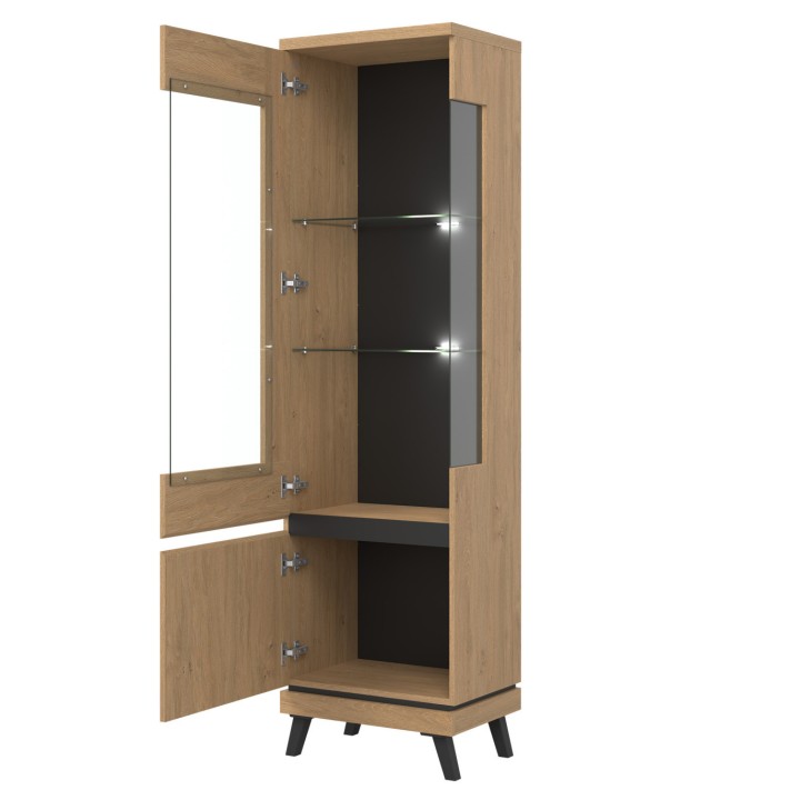 Slim Display Cabinet with Glass Doors | Modern Display Unit