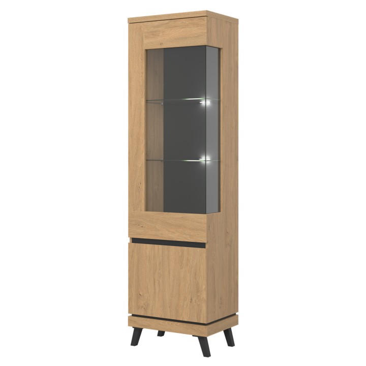 Slim Display Cabinet with Glass Doors | Modern Display Unit
